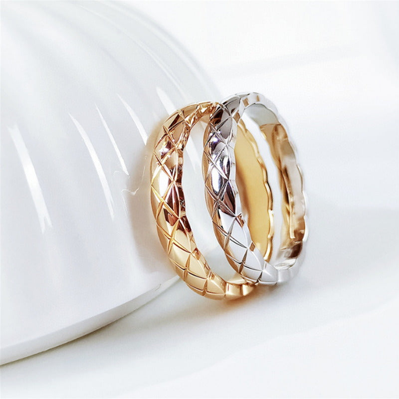 Wide Band Rings | Sterling Silver Ring with X Pattern | Wide Band Diamond Gold Ring for Women and Men