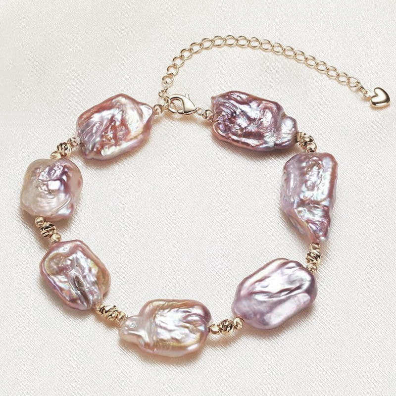 Purple Large Real Baroque Pearl Jewelry Set | Baroque Pearl Necklace | Baroque Pearl Earrrings | Baroque Pearl Bracelet (10-13mm)