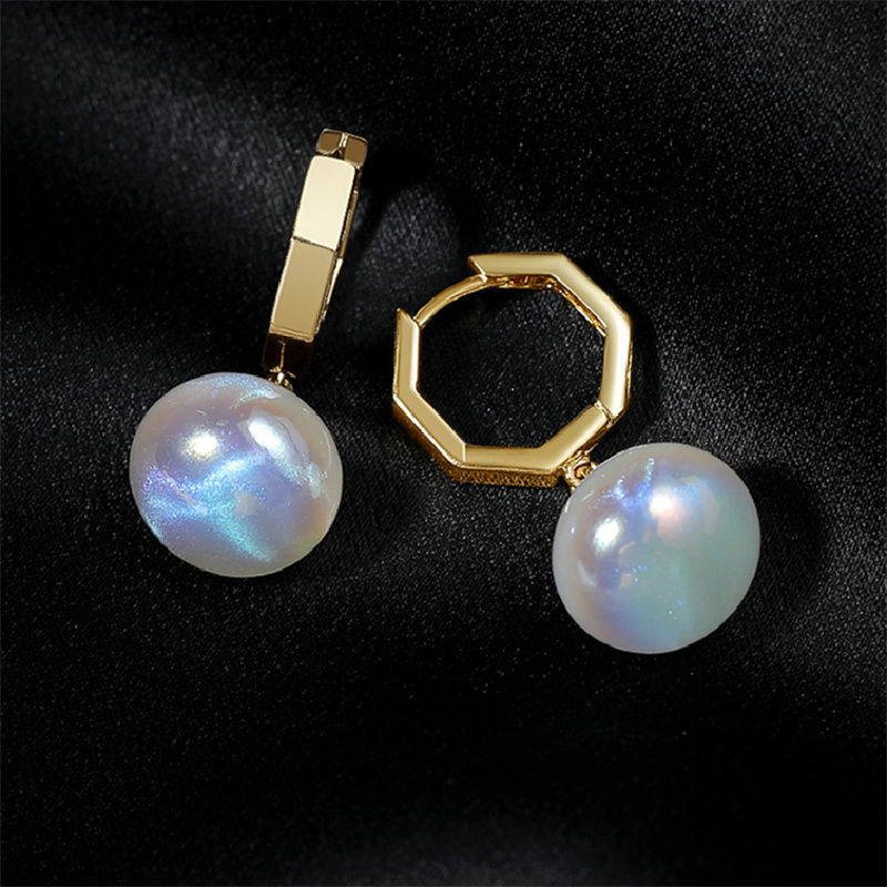 Summer Must-have 14mm Big Opal Drop Earrings | Moonstone Earrings with 14K Gold Plated Clasp