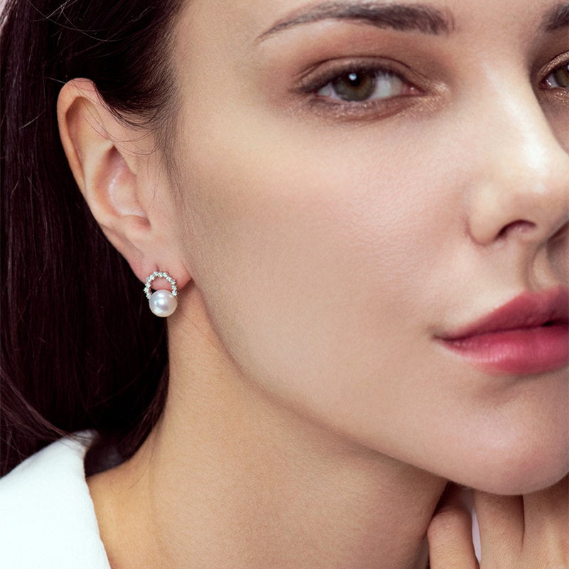 Pendientes de perlas reales AAA | Pendientes pequeños de perlas con pasador de plata | Aretes de oro y plata (6 mm)