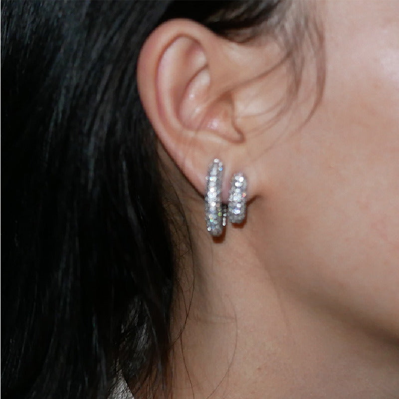 Pendientes de clip de diamantes | Pendientes de aro con clip | Pendientes sin perforar de cristal para mujer