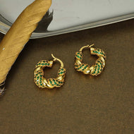 Gold Twist Hoop Earrings | 14K Gold Diamond Hoop Earrings for Women