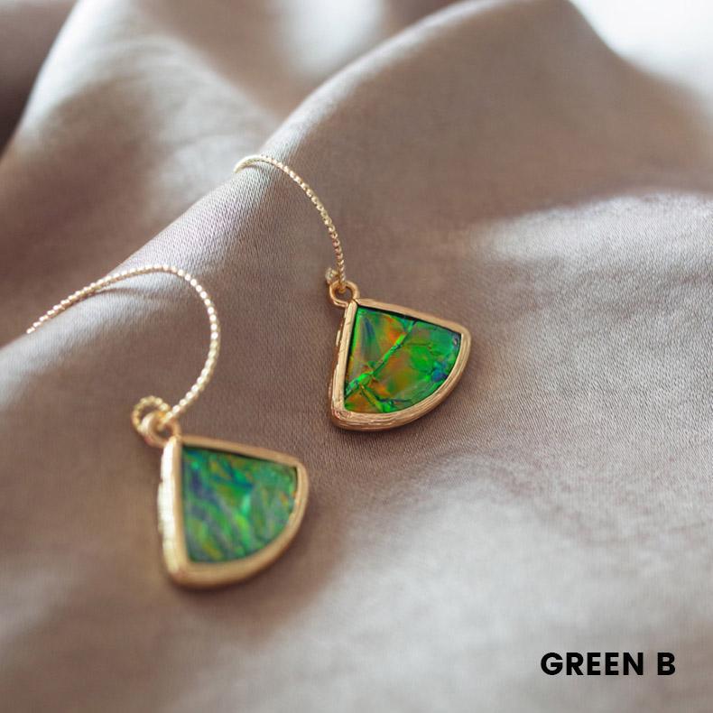 Oil Painting Earrings | Opal Drop Earrings | Green Crystal Drop Earrings
