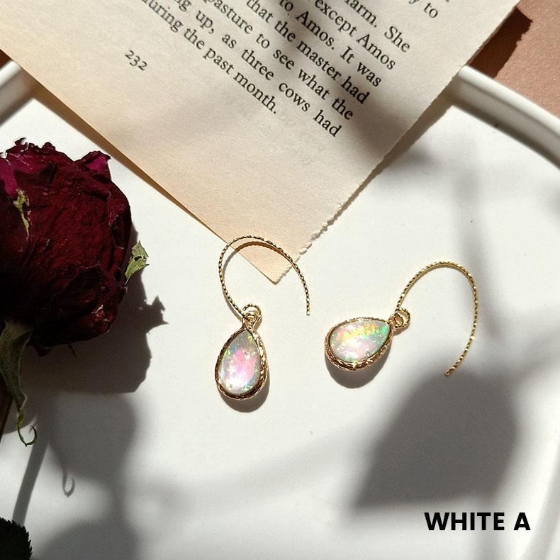 Oil Painting Earrings | Opal Drop Earrings | Green Crystal Drop Earrings