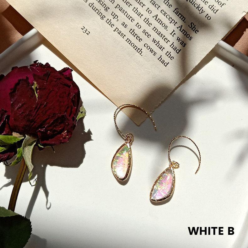 Oil Painting Earrings | Opal Drop Earrings | Green Crystal Drop Earrings