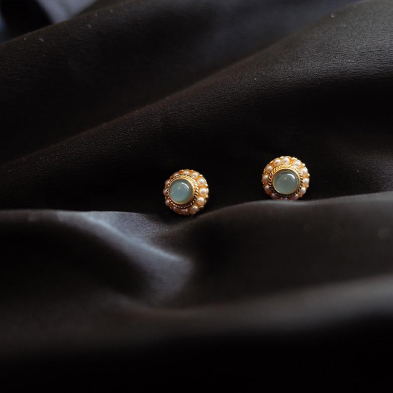 Premium Handmade Ocen Blue Opal Pearl Cuff Stud Earring Clip-HugeTomato-HugeTomato