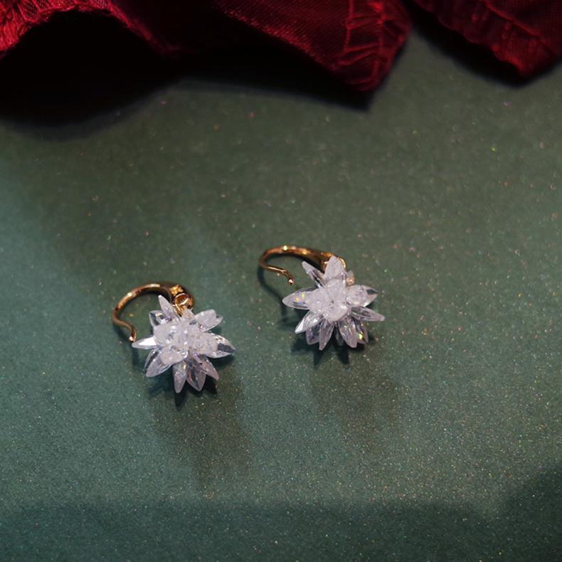 Women's Gold Plated Snow Diamond Drop Earrings Designer-HugeTomato-HugeTomato