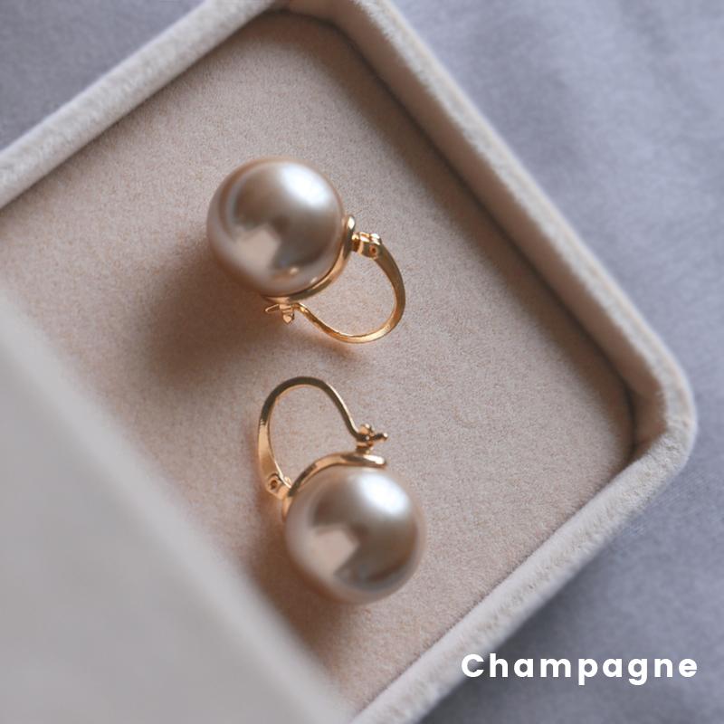 Pink big pearl dangle earrings