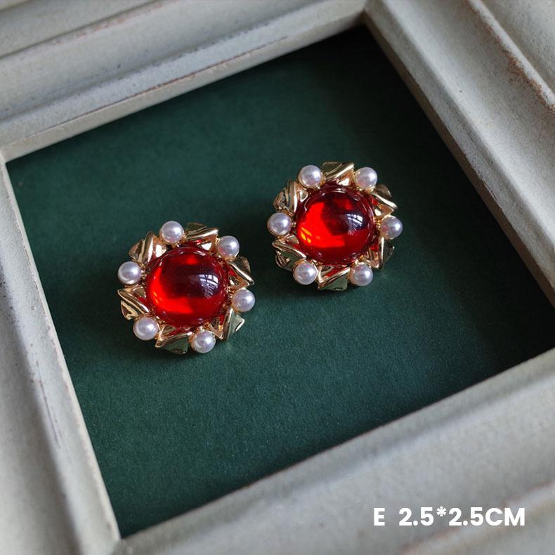 Premium Handmade Royal Red Opal Cuff Stud Earring Clip-HugeTomato-HugeTomato