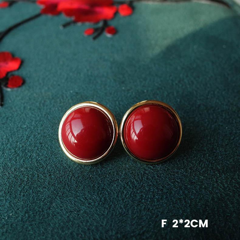 Premium Handmade Royal Red Opal Cuff Stud Earring Clip-HugeTomato-HugeTomato