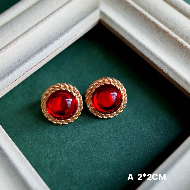 Premium Handmade Royal Red Opal Cuff Stud Earring Clip-HugeTomato-HugeTomato