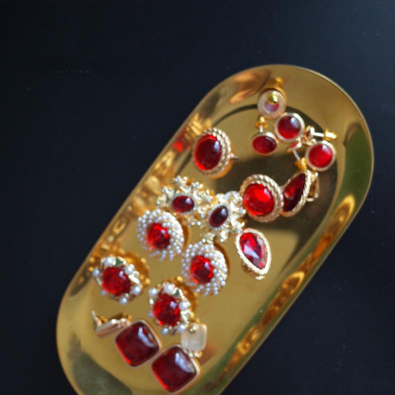 Premium Handmade Royal Red Opal Cuff Stud Earring Clip-HugeTomato-HugeTomato