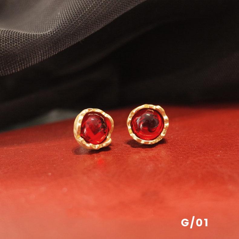 Premium Handmade Royal Red Opal Cuff Stud Earring Clip-HugeTomato-HugeTomato