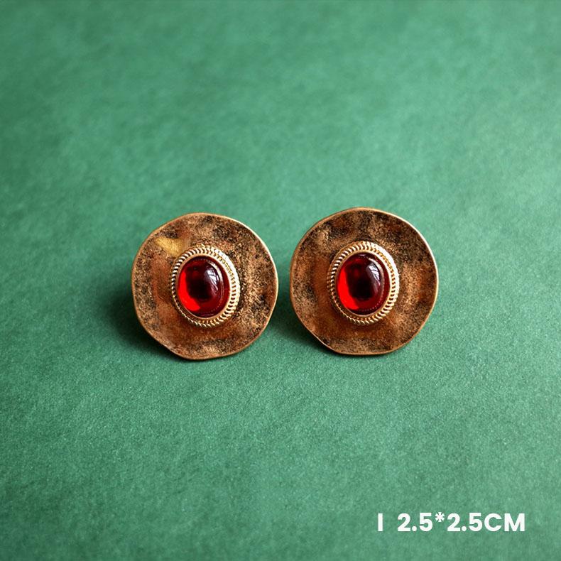 Premium Handmade Royal Red Opal Cuff Stud Earring Clip-HugeTomato-HugeTomato