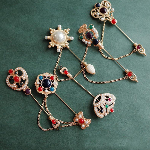 Baroque Cross Crown Brooch Pin Jewelry Magic Wand Pearl