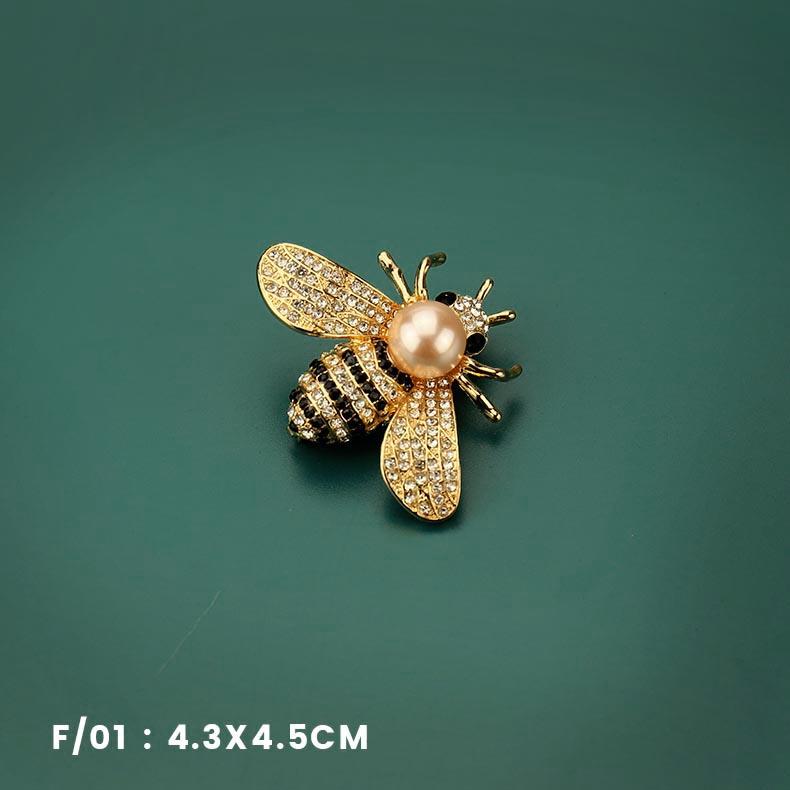 bee designer pink pearl brooch