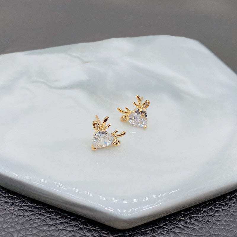 Pendientes de reno | Pendientes de cristal | Aretes de diamantes para mujer