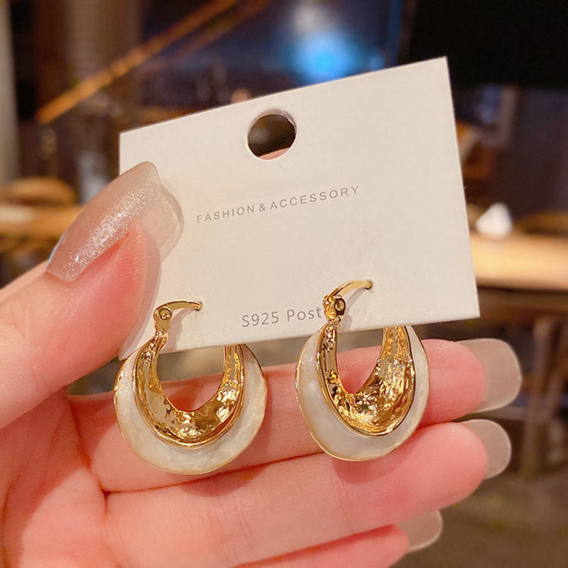 Irregular Gold Hoop Earrings | Glaze Gold Hoop Earrings in 14K Gold Plated