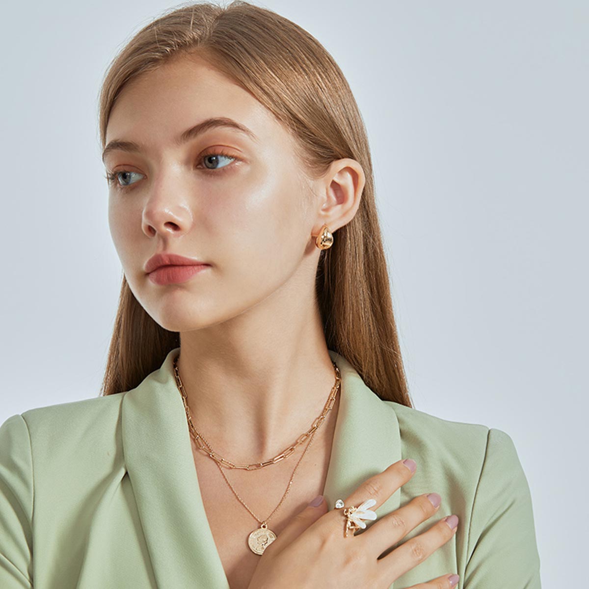 Chunky Hoop Earrings in 18K Gold Plated and Silver | Teardrop Gold Huggie Earrings and Sliver Huggie Earrings