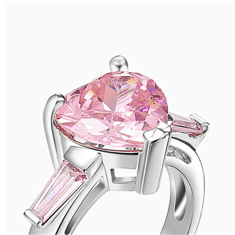 Pink Heart Ring | Pink Eternity Band | Pink Ring for Women in 18K White Gold Plated