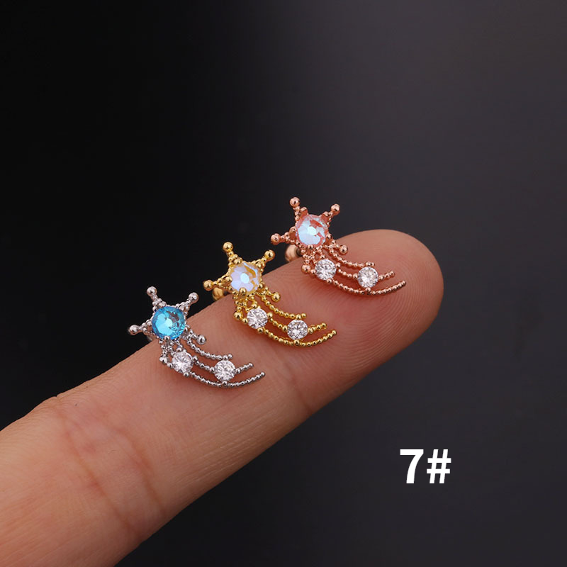 20G Crystal Ear Studs Titanium Cartilage Earring with Silver Pin Crystal Ear Stud Body Jewelry