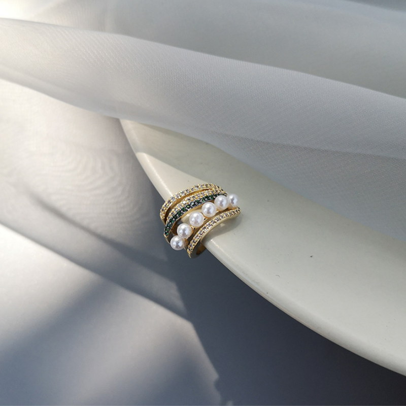 Clips para las orejas de perlas redondas retro, oro de 14 quilates sobre plata de ley (3 mm)