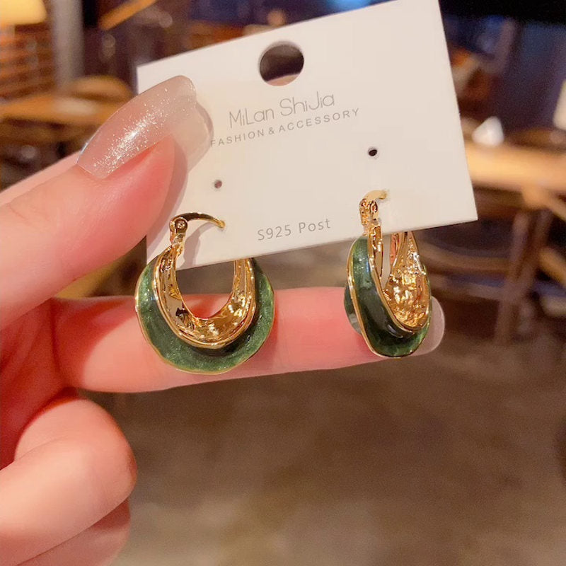 Irregular Gold Hoop Earrings | Glaze Gold Hoop Earrings in 14K Gold Plated