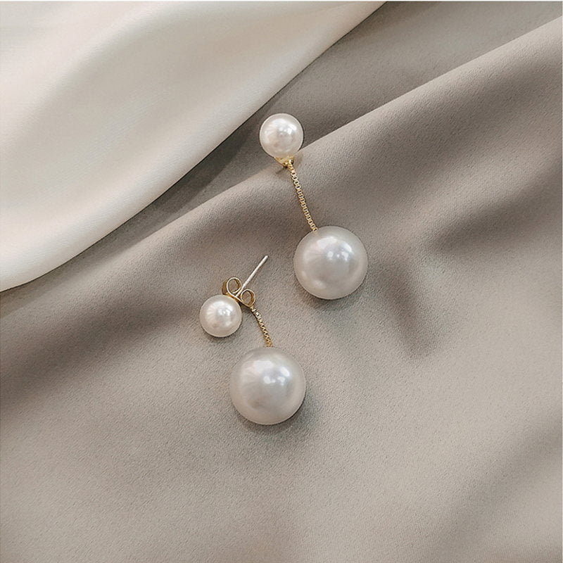 Double Pearl Dangle Earrings | Dangle Pearl Earring Jackets with Sterling Silver Pins