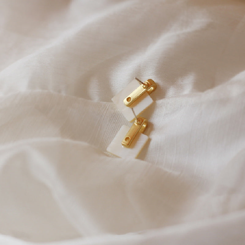 Boucles d'oreilles à tige en or Boucles d'oreilles en nacre en argent sterling