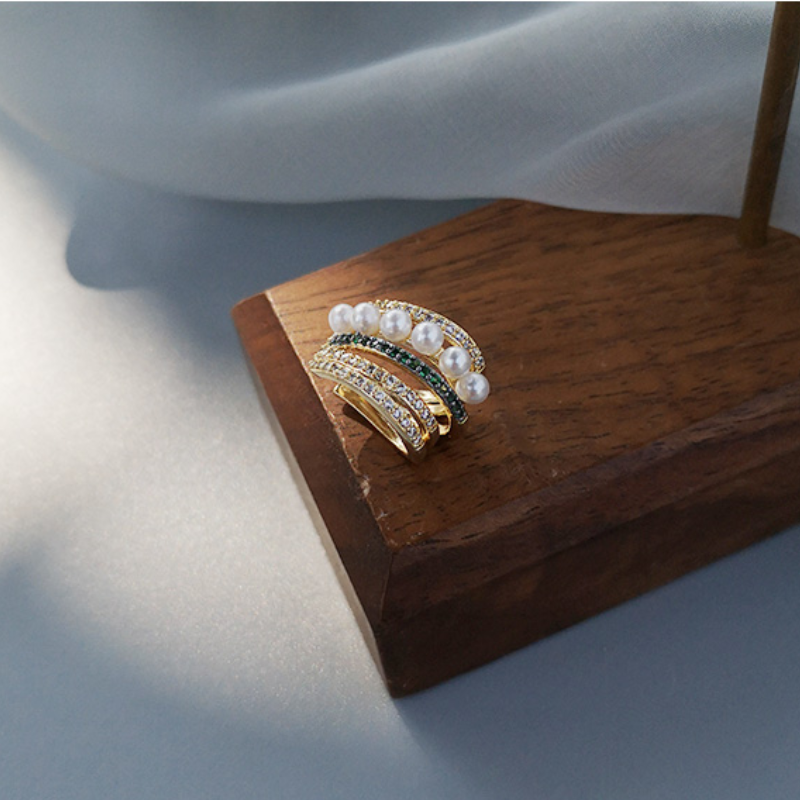 Clips para las orejas de perlas redondas retro, oro de 14 quilates sobre plata de ley (3 mm)