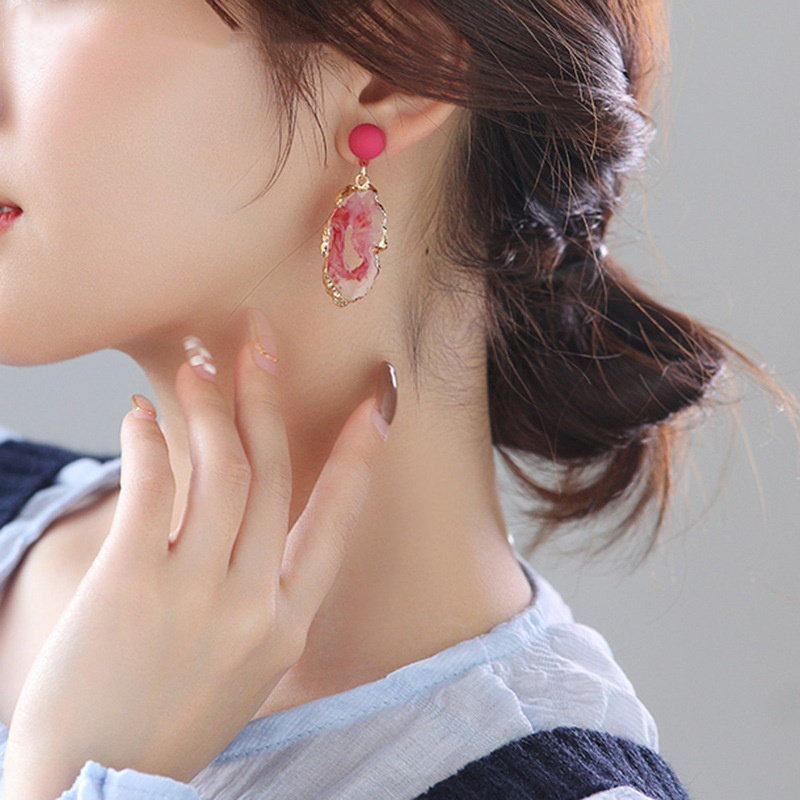 Druse Slice Earrings | Crystal Earrings with Sterling Silver Pins