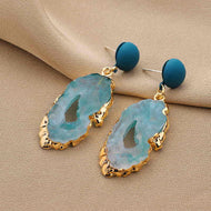 Druse Slice Earrings | Crystal Earrings with Sterling Silver Pins