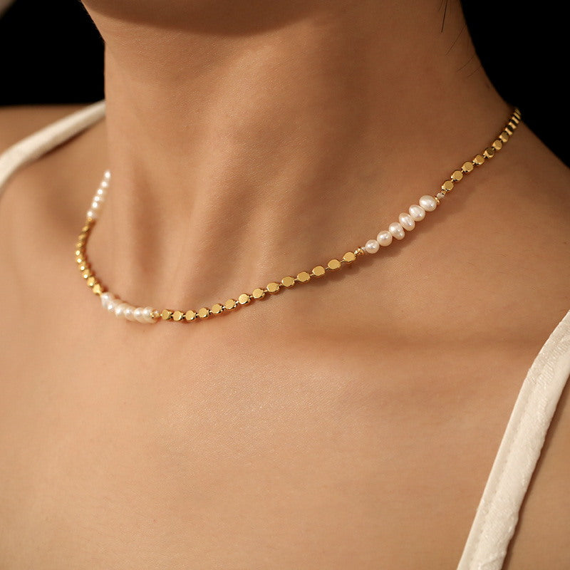 Pearl Gold Necklace | Pearl Choker | Real Pearl Necklace Choker in 14K Gold Plated