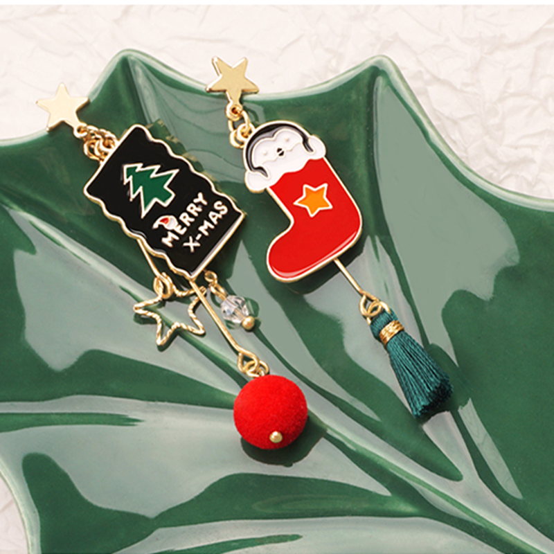 Pendientes de Navidad | Pendientes colgantes de Navidad | 4 tipos de aretes navideños para mujer para piercing y no piercing