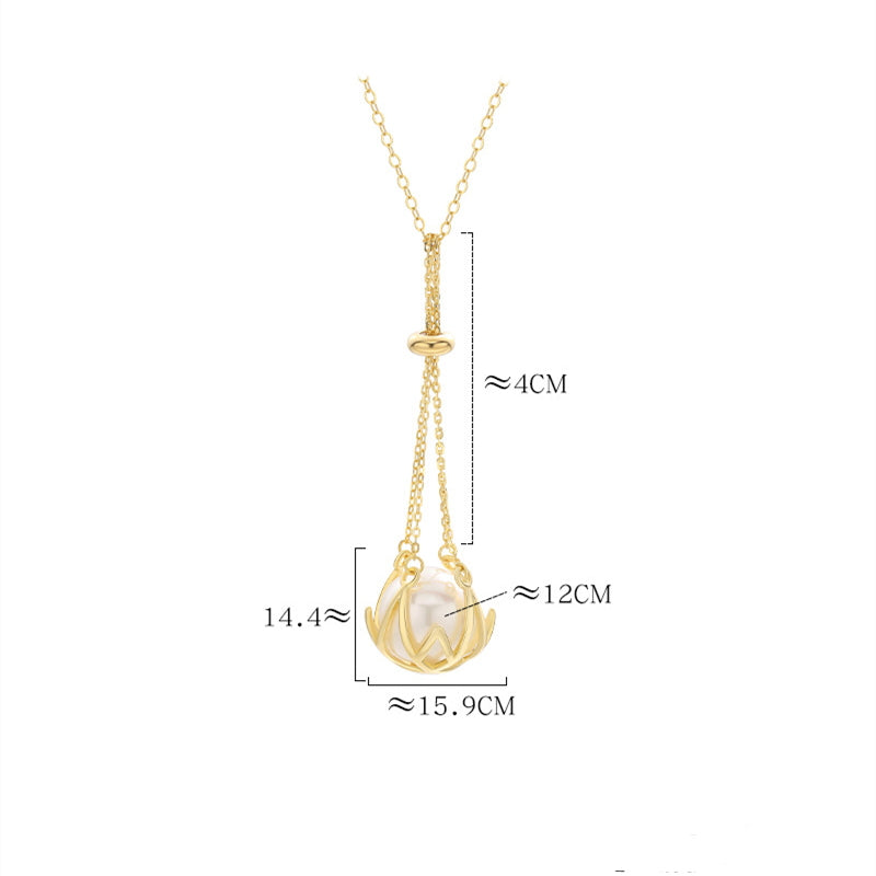 Pendentif cage à perles | Collier pendentif perle | Pendentif perle en argent sterling (12 mm)