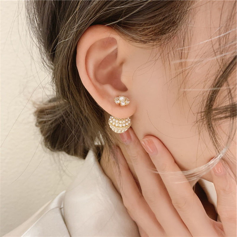 Pearl Stud Earrings | Double Pearl Stud Earrings | Pearl Pave Stud Earrings