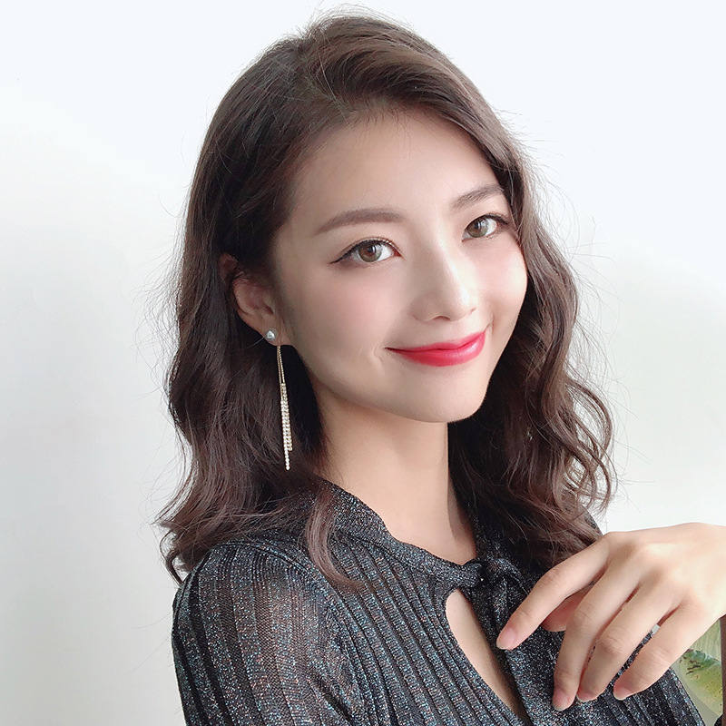 Pendientes colgantes dobles de perlas | Pendientes de diamantes de oro o plata | Pendientes colgantes para boda