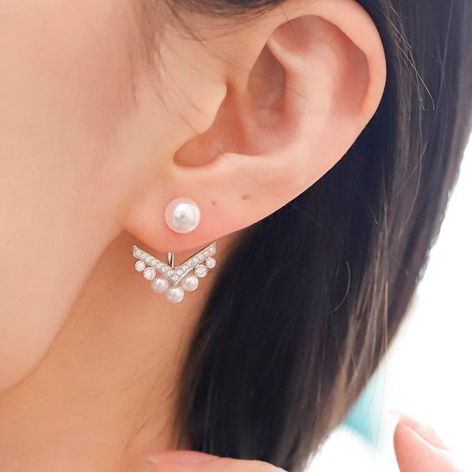 AAA Freshwater Pearl Earrings | Real Pearl Earrings Jackets | Pearl Diamond Earrings in Sterling Silver