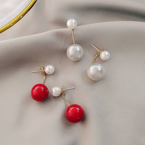 Double Pearl Dangle Earrings | Dangle Pearl Earring Jackets with Sterling Silver Pins