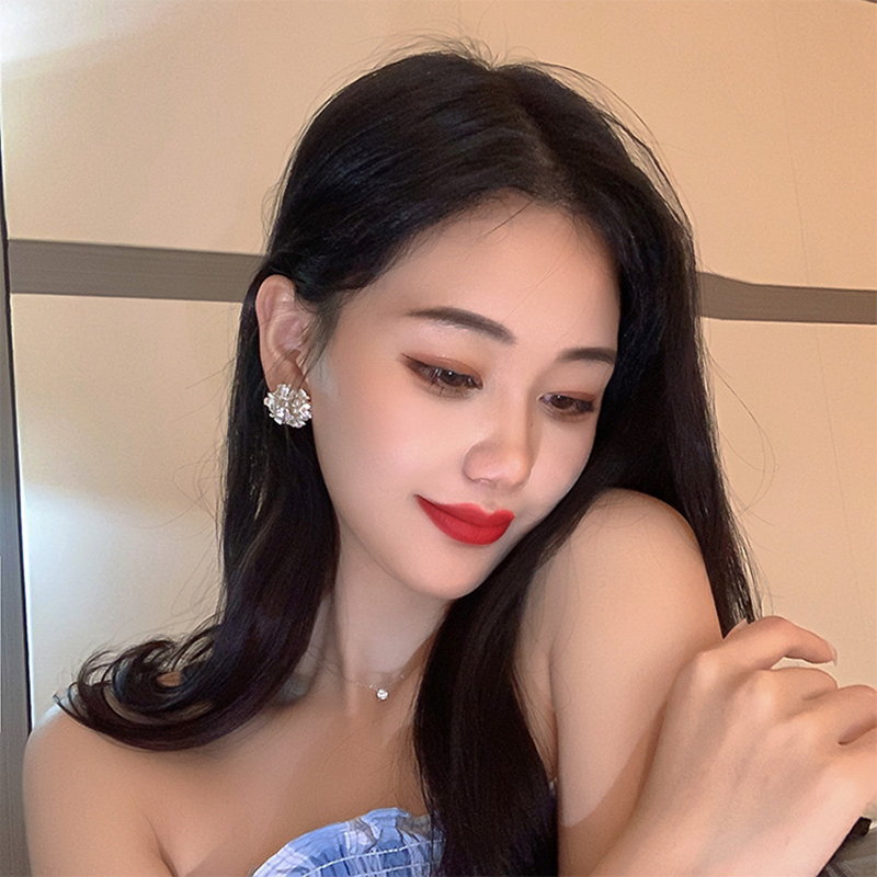 Flower Cluster Pearl Stud Earrings | 2 Side Floral Earrings | Pearl Earrings Stud with Sterling Silver Pins