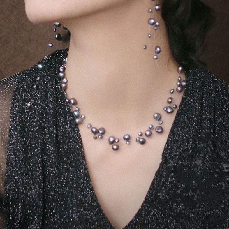 Multilayer Baroque Pearl Necklace | Colorful Freshwater Pearl Necklace | Invisible Real Pearl Necklace