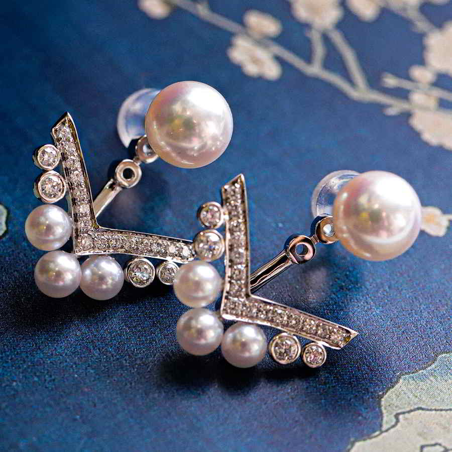 AAA Freshwater Pearl Earrings | Real Pearl Earrings Jackets | Pearl Diamond Earrings in Sterling Silver