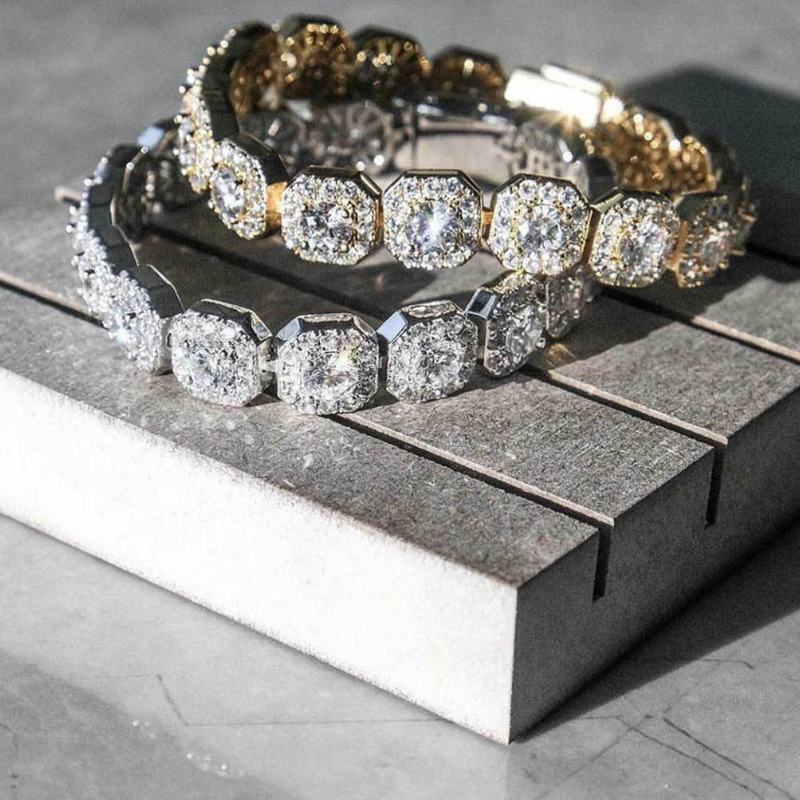 Cubic Zirconia Necklace and Bracelet | Hip-Hop Zircon Chain for Men and Women