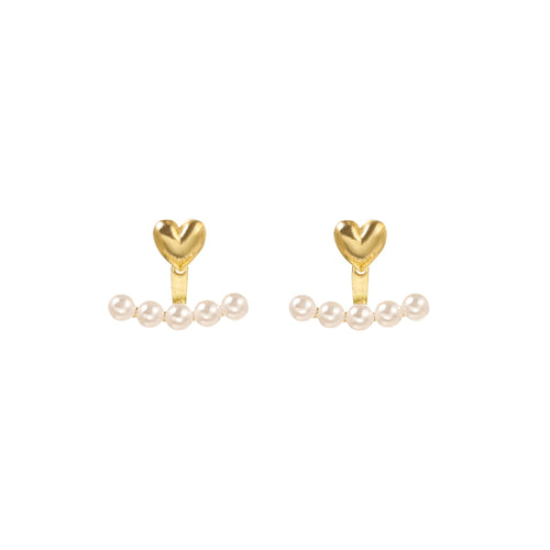 Pearl Earring Jackets | Earring Jackets | Gold Heart Stud Earrings with Sterling Silver Pins