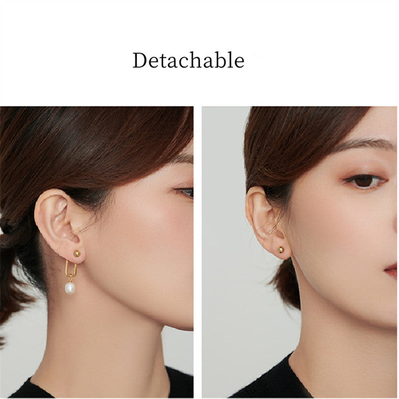 2 in 1 Pearl Drop Earrings | Pearl Stud Earrings | Pearl Earring Jackets with S925 Pins