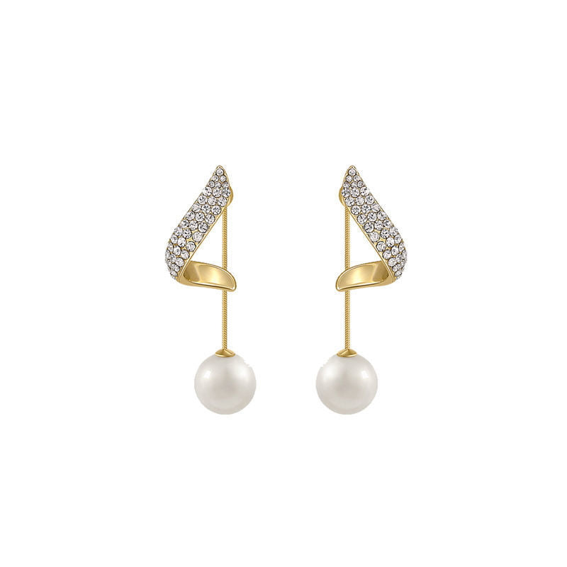 Diamond Pearl Dangle Earrings | Pearl Earring Jackets with Sterling Silver Pins