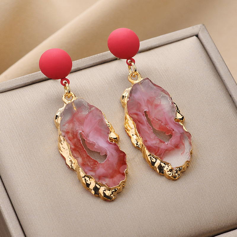 Druse Slice Earrings | Crystal Earrings with Sterling Silver Pins