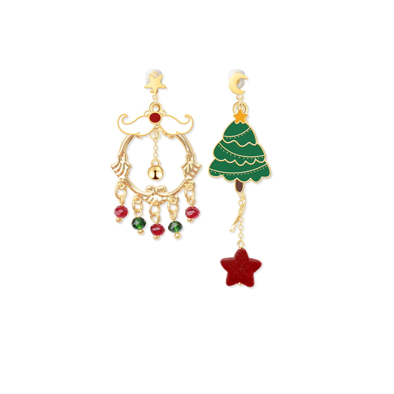 Pendientes de Navidad | Pendientes colgantes de Navidad | 4 tipos de aretes navideños para mujer para piercing y no piercing