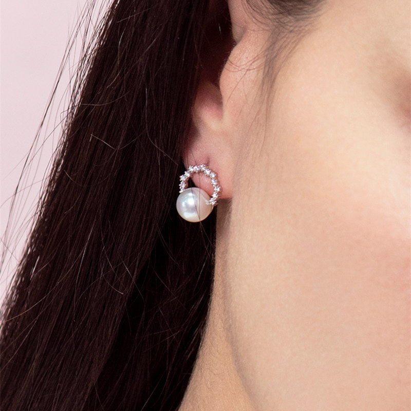 Pendientes de perlas reales AAA | Pendientes pequeños de perlas con pasador de plata | Aretes de oro y plata (6 mm)