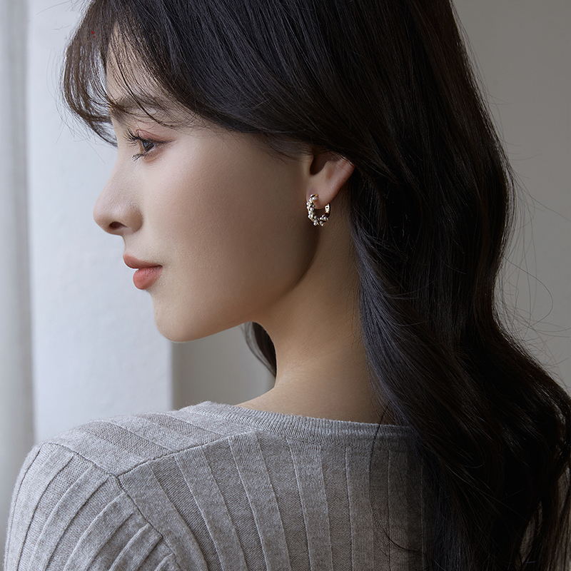 Pendientes de aro de perlas retorcidas | Pendientes de aro de perlas con alfileres de plata de ley para mujer